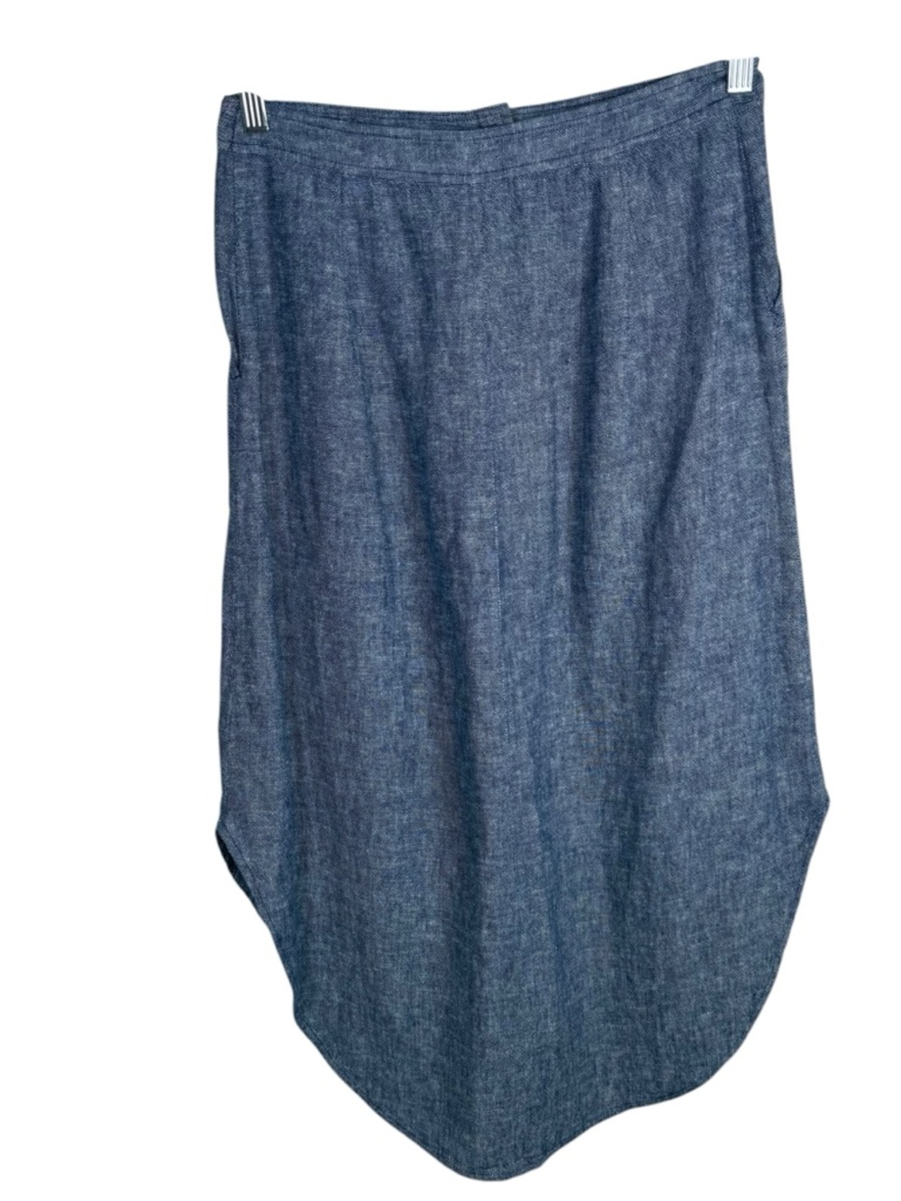 Gap Chambray Linen Blend Midi Skirt Tulip Hem Pockets Button Front Size 6 NWT - Picture 2 of 7